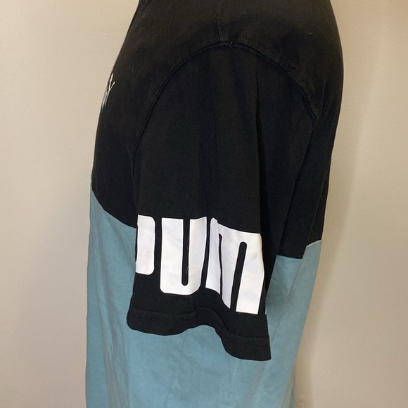 Puma Blue and Black Colorblocked Logo Athletic T-Shirt (sz L) - Picture 4 of 7